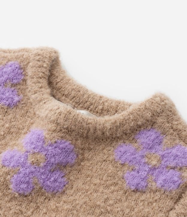Suéter Infantil en Punto con Estampa Flores - Talle 5 a 14 años 4