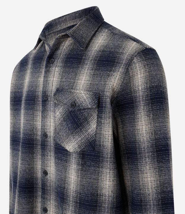 Camisa Comfort en Flanesa con Bolsillo y Estampa de Cuadros