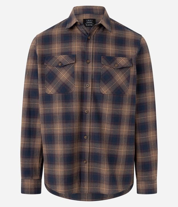Camisa Comfort en Franela con Estampa de Cuadros