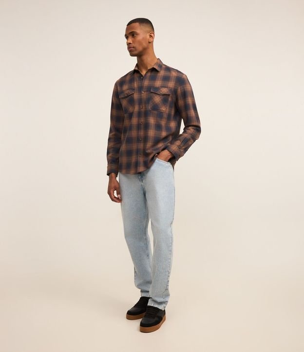 Camisa Comfort en Franela con Estampa de Cuadros 2