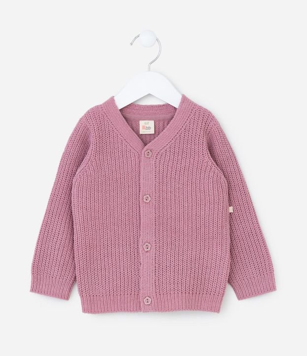 Cardigan Infantil en Chenille con Botones - Talle 0 a 18 meses