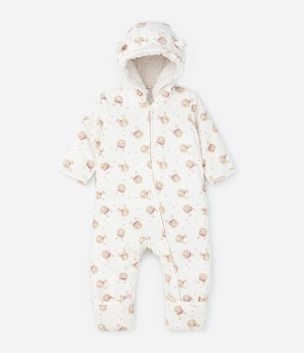 Mono Infantil con Forro Sherpa y Capucha con Orejitas - Talle 0 a 18 meses
