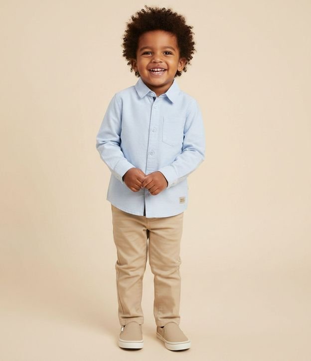 Camisa Básica Infantil en Oxford con Bolsillo - Talle 1 a 5/6 años