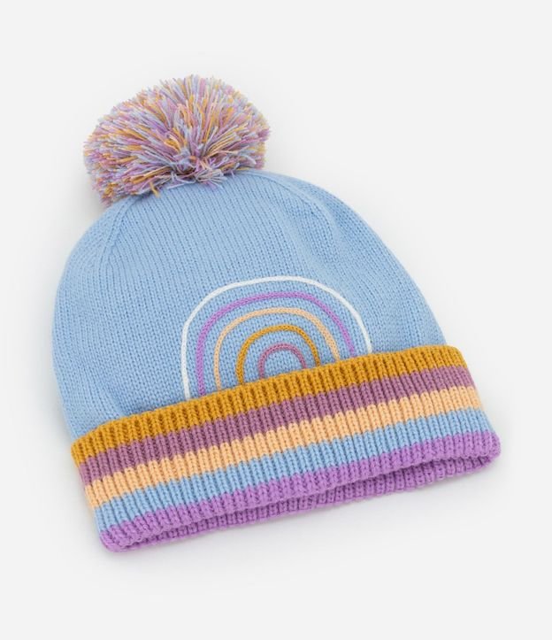 Gorro Infantil con Bordado de Arco-Íris y Pompón – Talle U