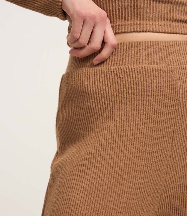 Pantalón recto Texturizada con Cintura Fija y Malla Calientita 5