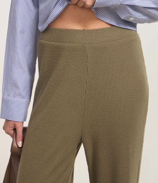 Pantalón recto Texturizada con Cintura Fija y Malla Calientita 4