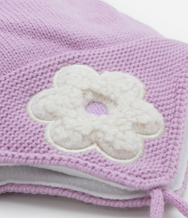 Gorro Infantil en Punto con Bordado de Flores - Talle único 5