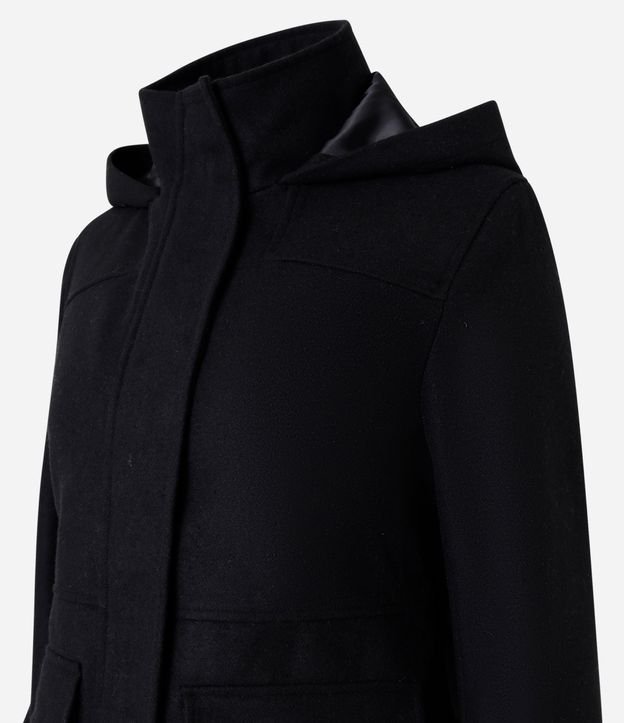 Campera Alargada en Polivelour con Capucha y Bolsillos 7