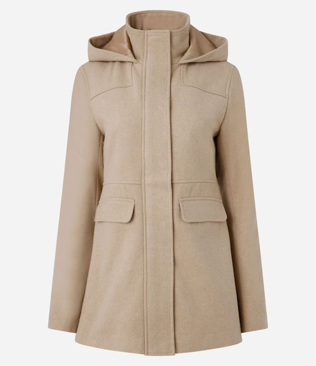 Campera Alargada en Polivelour con Capucha y Bolsillos 7