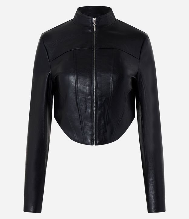 Campera Corsetada en PU con Cremallera y Ruedo Redondeado 6