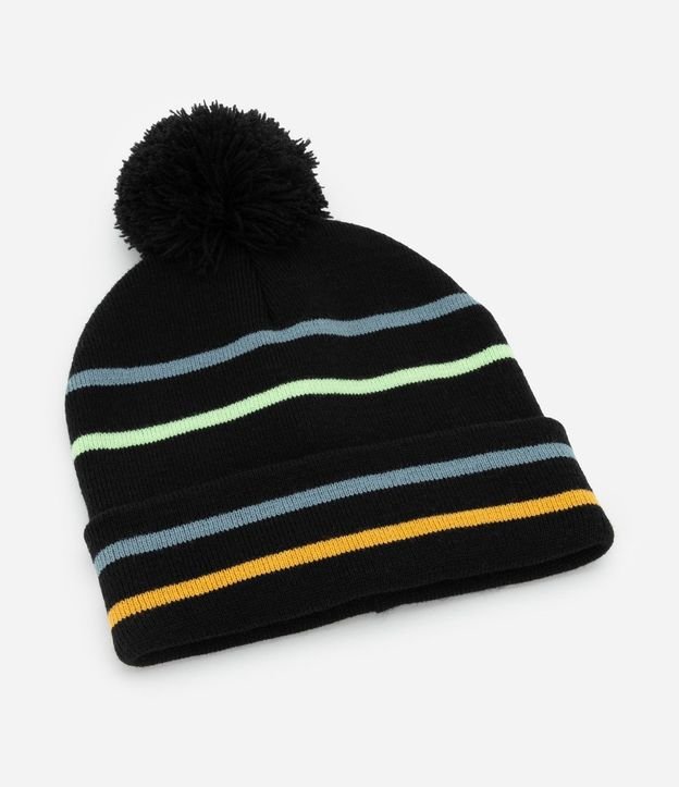 Gorro Infantil con Pompón y Rayas - Talle U