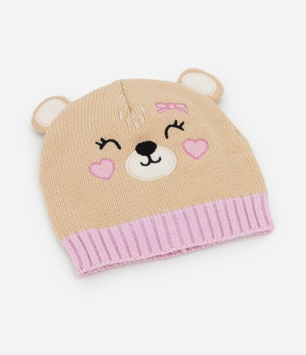 Gorro Infantil de Tejido de Punto con Bordado de Buhito y Orejitas 3D – Talle U