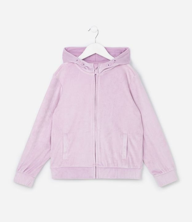 Campera Regular Infantil en Plush con Capucha y Bolsillo Canguro - Talle 5 a 14 años