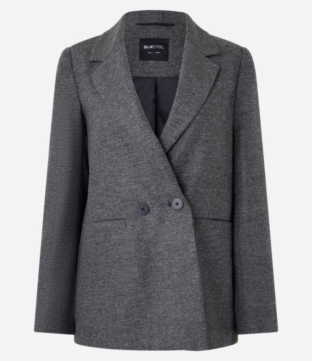 Blazer alargado en Polivelour de Cuadros con Botones 6