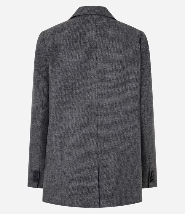 Blazer alargado en Polivelour de Cuadros con Botones 7