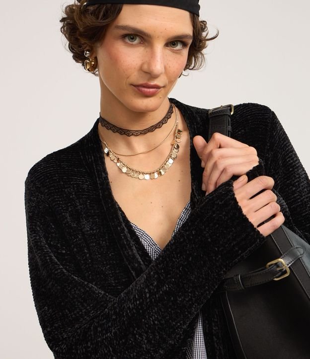 Cardigan Alargado en Chenille Canalé con Bolsillos Delanteros 3