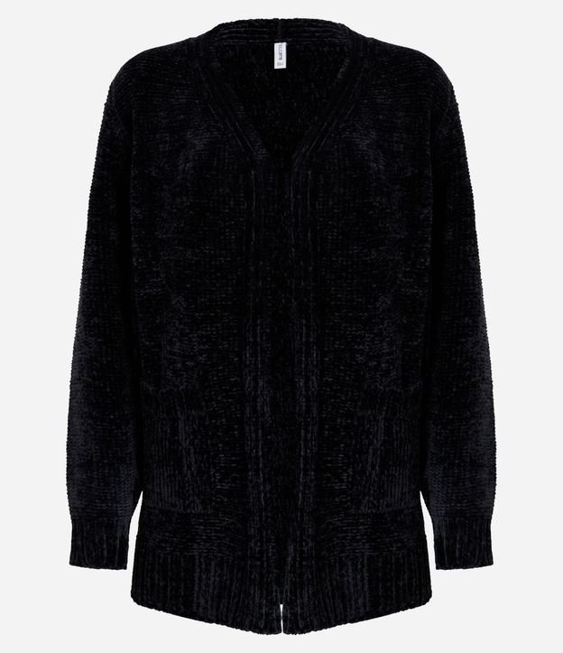 Cardigan Alargado en Chenille Canalé con Bolsillos Delanteros 5