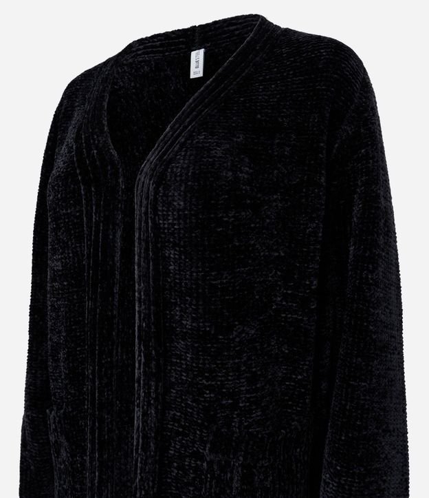 Cardigan Alargado en Chenille Canalé con Bolsillos Delanteros 6