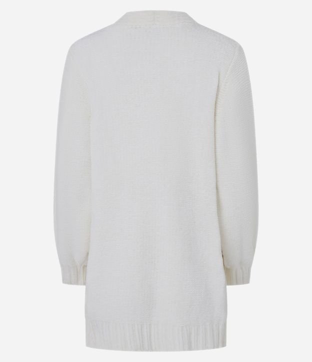 Cardigan Alargado en Chenille Canalé con Bolsillos Delanteros 6