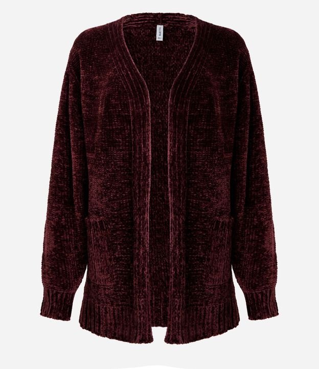 Cardigan Alargado en Chenille Canalé con Bolsillos Delanteros 4