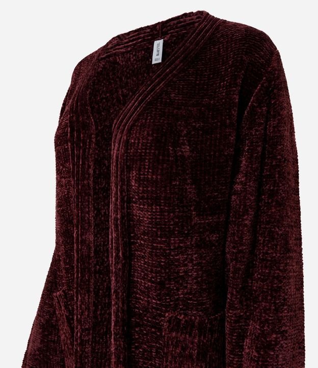 Cardigan Alargado en Chenille Canalé con Bolsillos Delanteros 5
