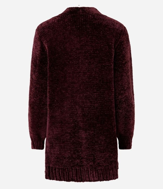 Cardigan Alargado en Chenille Canalé con Bolsillos Delanteros 6