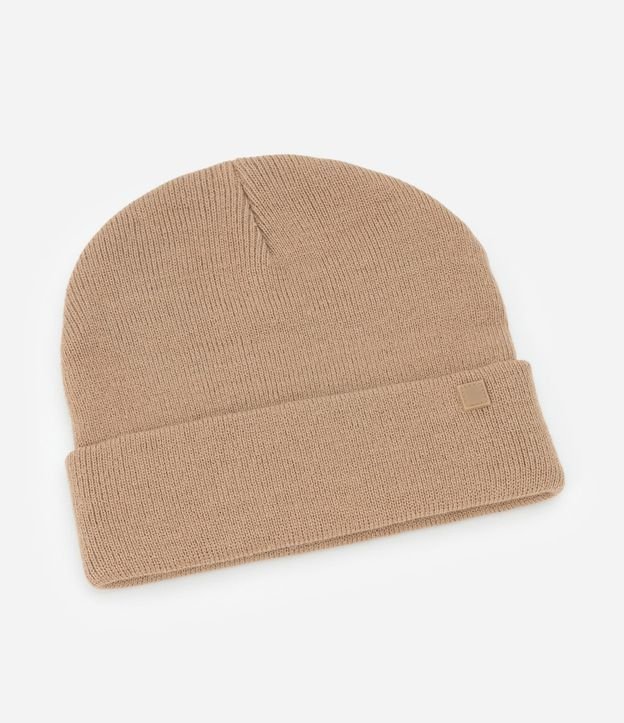 Gorro de Punto con Borde Plegado y Etiqueta Aplicada 2