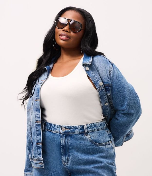 Campera Básica en Jeans Desteñido Curve & Plus Size