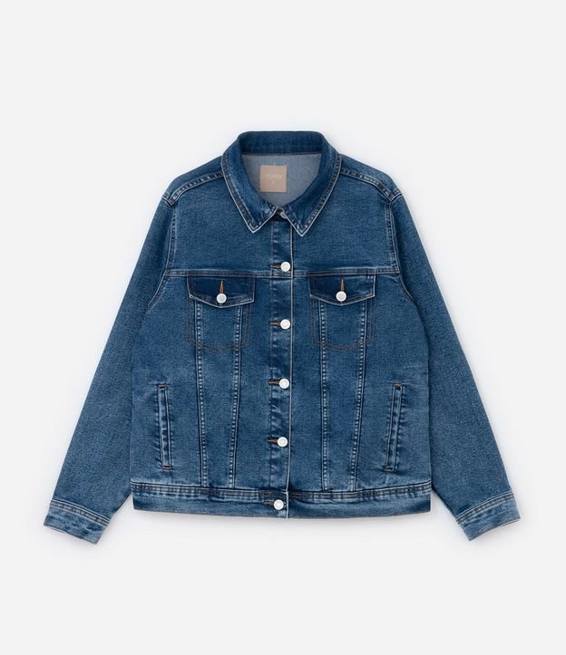 Campera Básica en Jeans Desteñido Curve & Plus Size 5