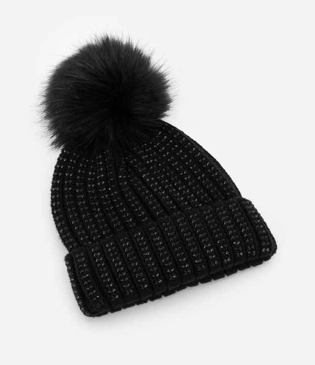 Gorro en Punto con Brillos y Pompón