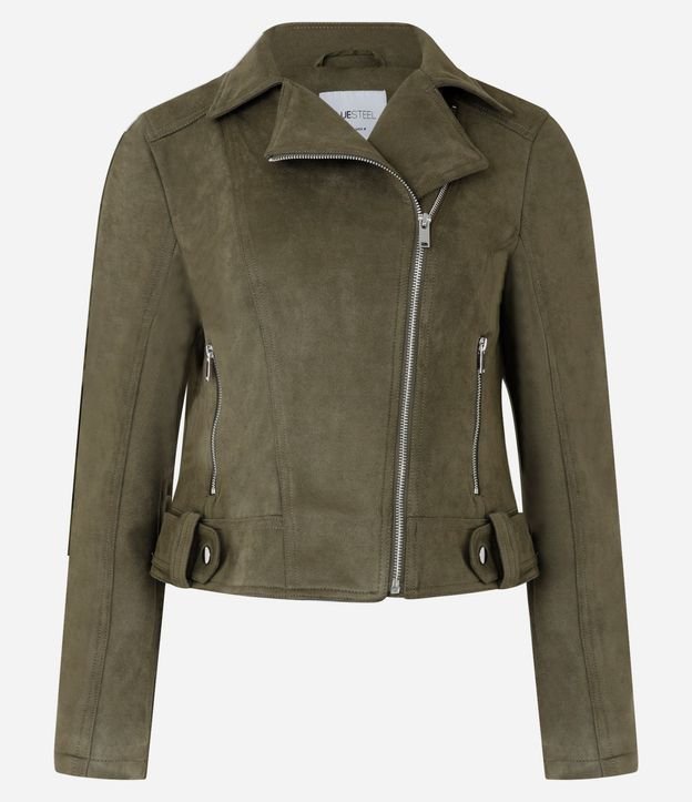 Campera Biker en Gamuza con Bolsillos y Cremallera 5
