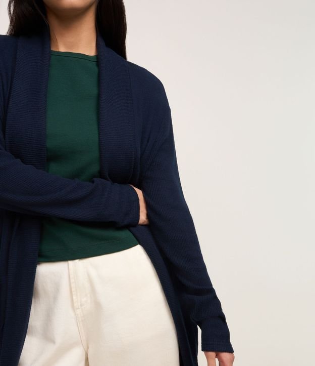 Cardigan Básico Largo en Punto con Abertura Total 4