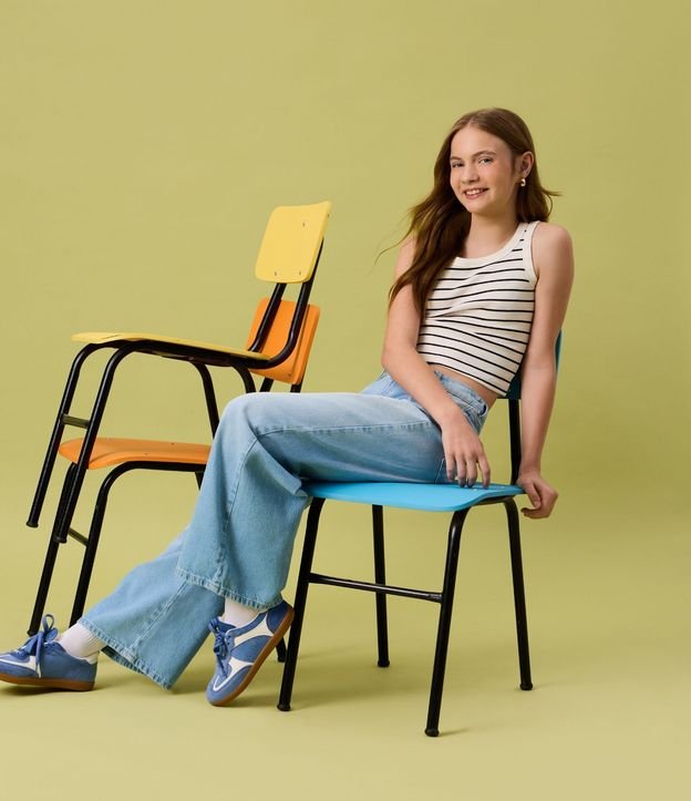 Pantalón Wide Leg Infantil en Jeans con Lavado - Talle 5 a 14 años 3