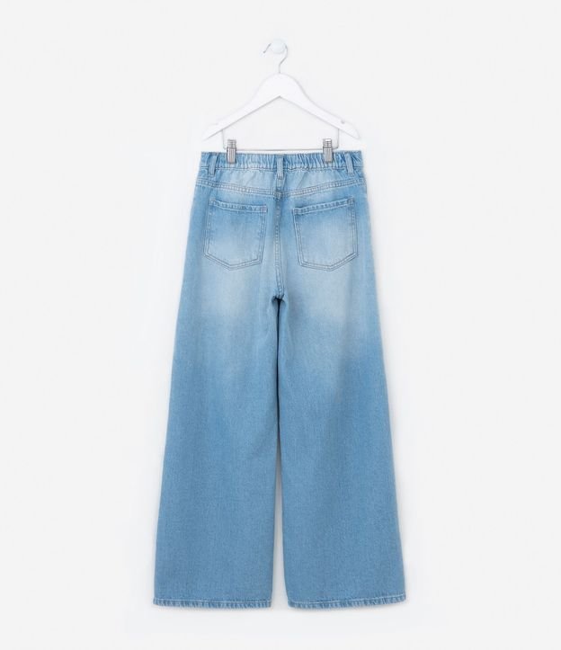 Pantalón Wide Leg Infantil en Jeans con Lavado - Talle 5 a 14 años