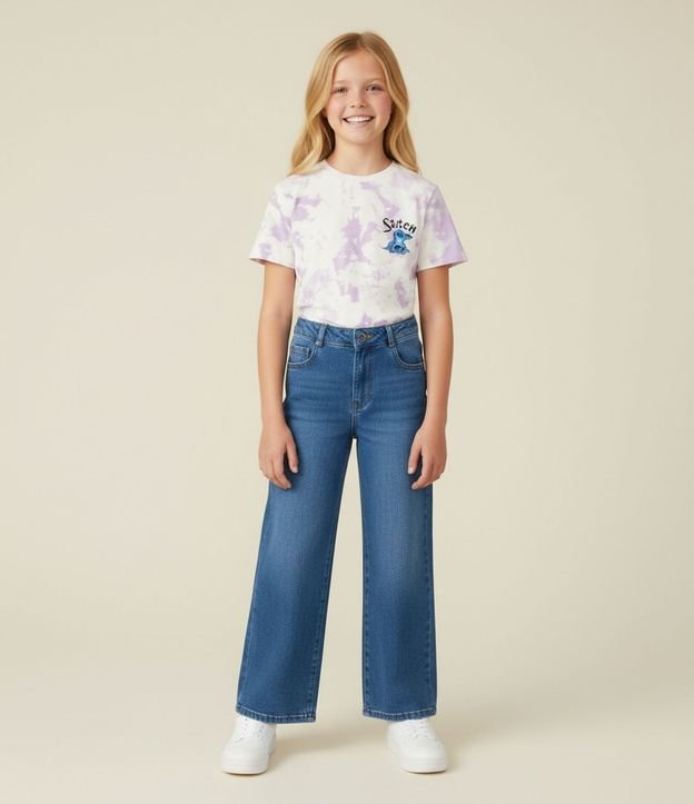 Pantalón Wide Leg Infantil en Jeans con Bolsillos - Talle 5 a 14 años