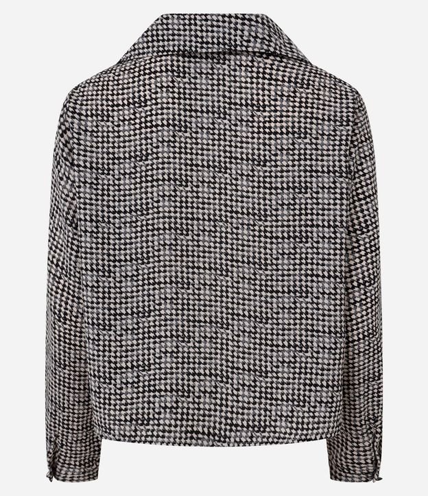 Blusa en Crepé con Estampa Pied-de-Poule y Cuello Polo 7