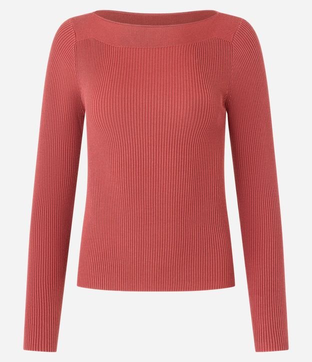 Blusa en Punto con Escote Bote y Textura Acanalada