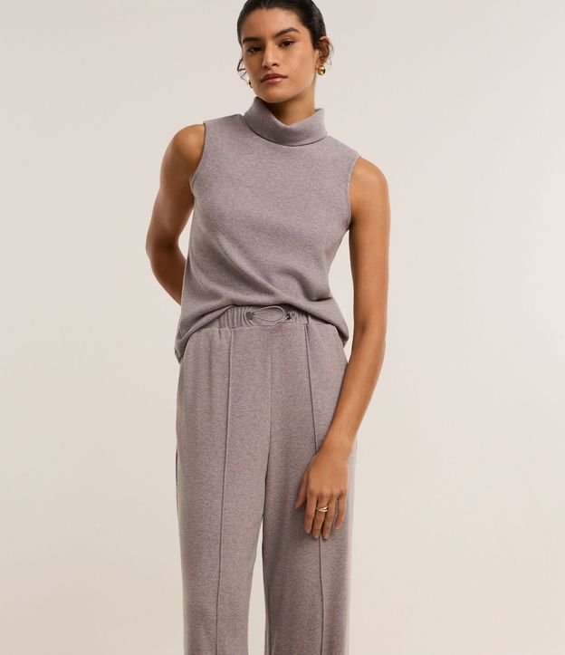 Pantalón Wide Leg Tiro Alto en Chenille con Punto Peinado 2