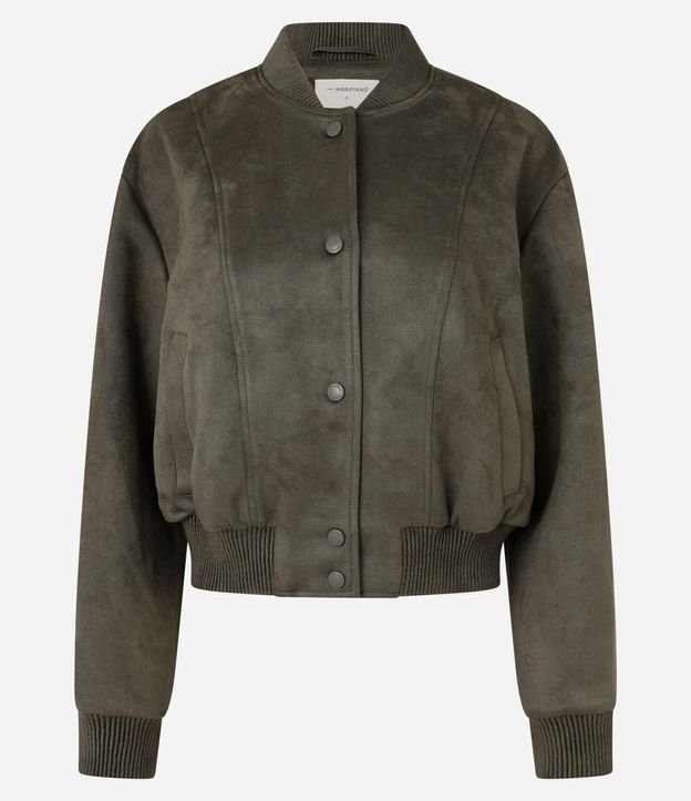 Campera Bomber en Gamuza con Bajo Ayustadas y Recortes 5