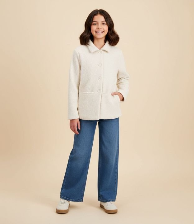 Campera Alargada Infantil en Sherpa - Talle 5 a 14 años