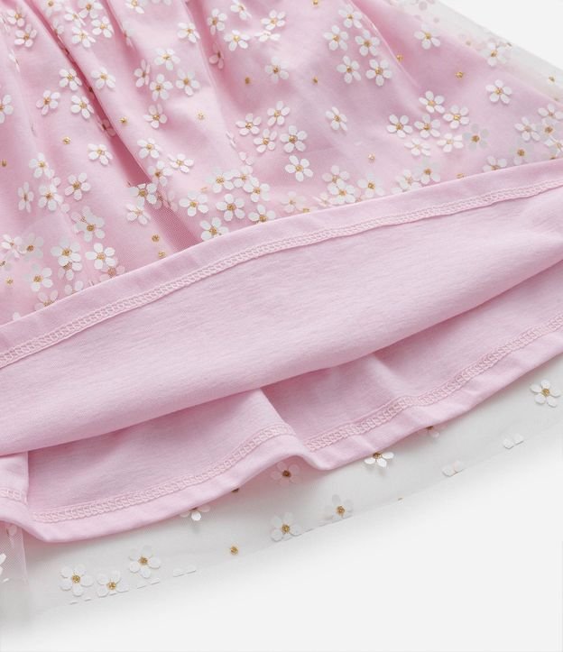 Vestido Infantil en Tule con Estampa de Flores con Purpurina - Talle 0 a 18 meses 8