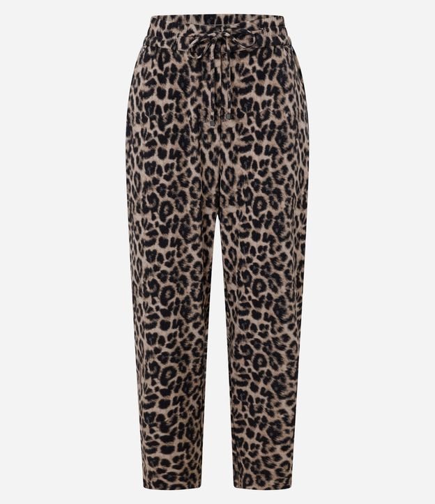Pantalón Pijama Tiro Alto en Crepé Estampa Animal Print Leopardo 7