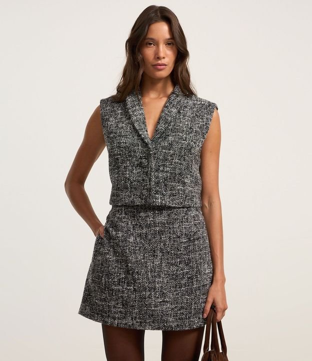 Pollera Corta en Tweed con Botones Laterales