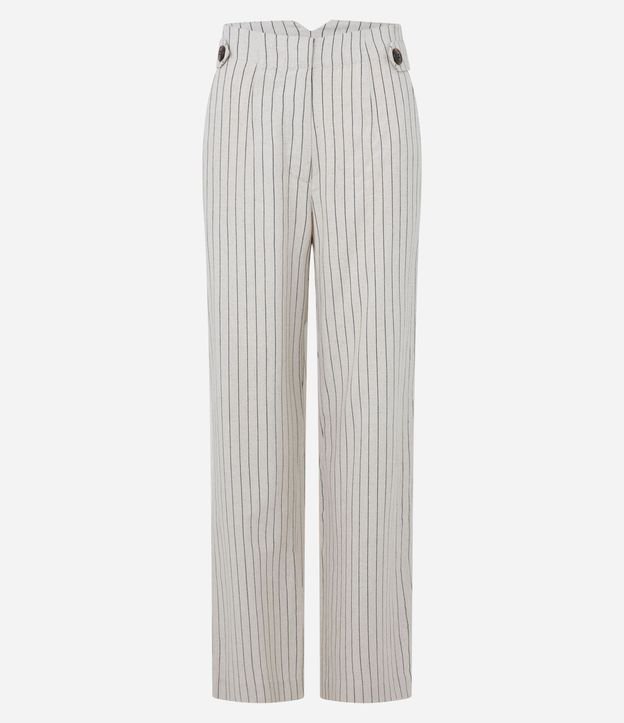 Pantalón Femenino Recto de Cintura Alta en Viscosa Twill con Lino 5
