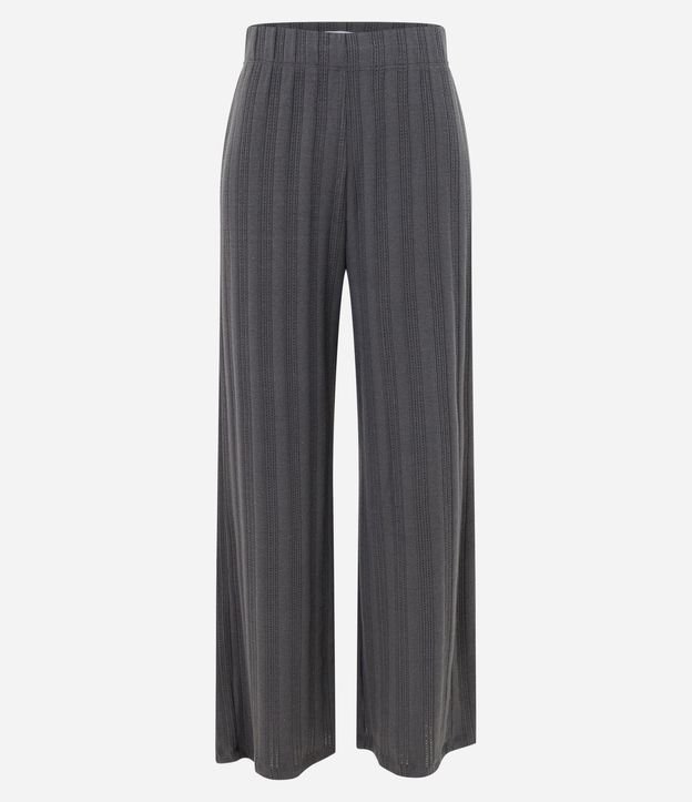 Pantalón Recto Acanalada Felpada y Calientita con Rayas