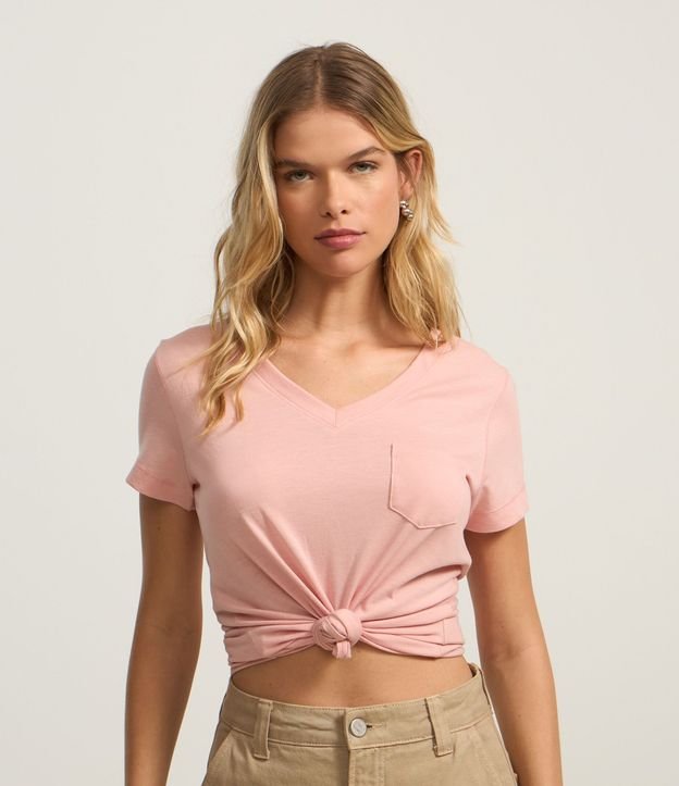Blusa Básica en Algodón con Pequeño Bolsillo Delantero 3