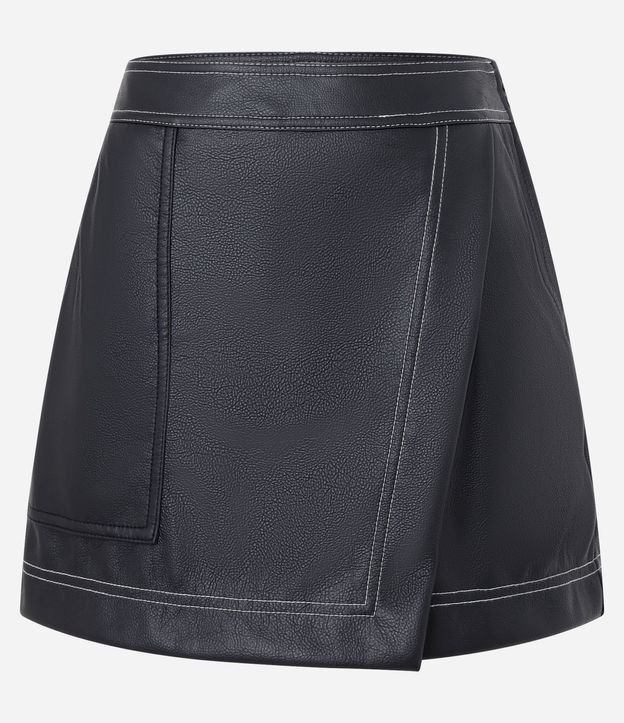 Short Pollera corto en PU Traspasado con Despuntes Contrastantes 6