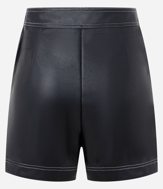 Short Pollera corto en PU Traspasado con Despuntes Contrastantes 7