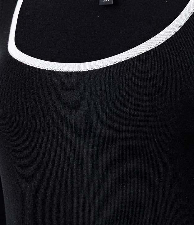 Blusa Femenina en Tricot con Escote Cuadrado y Detalle Contrastante 2