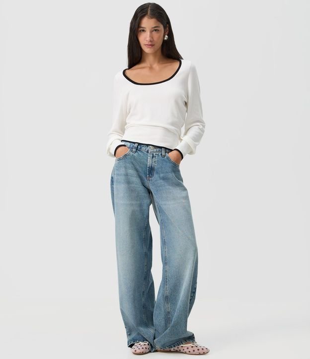 Blusa Femenina en Tricot con Escote Cuadrado y Detalle Contrastante 2